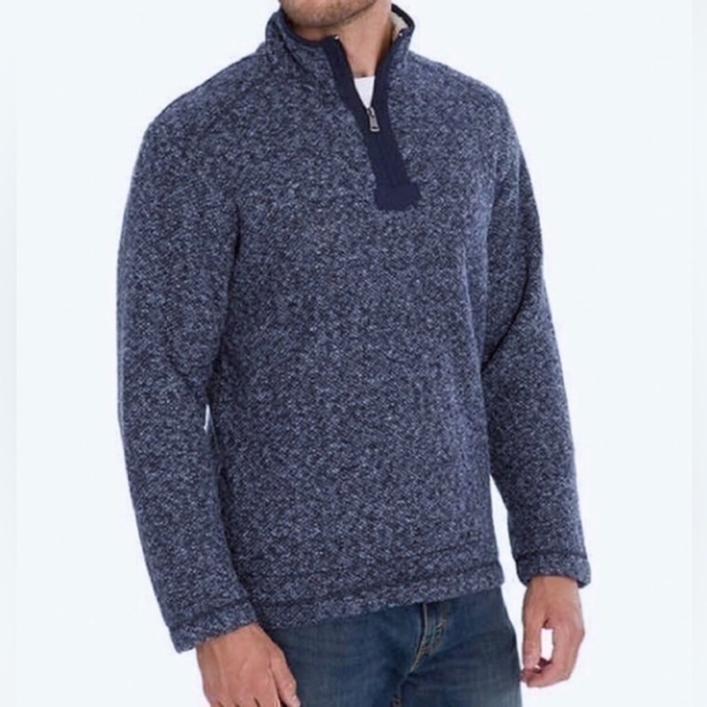 Orvis Brighton Sherpa-Lined 1/4-Zip Pullover Marled Fleece Jacket size XL